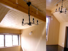 板張りの天井形状が部屋の演出を大きく高めます